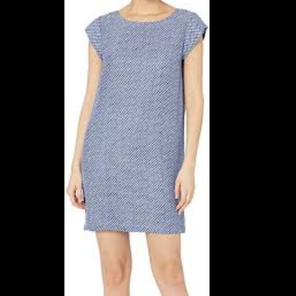 Joie Weaver Blue White Pattern 100% Silk Dress Large